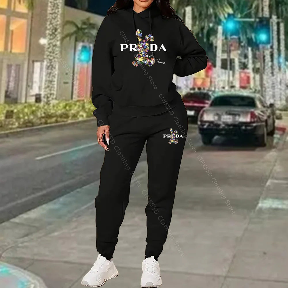 Women's Tracksuits Hoodies and Pants Two Peice Outfits Suit Designer Luxury Oversized Autumn Winter Clothing Women Pants Sets