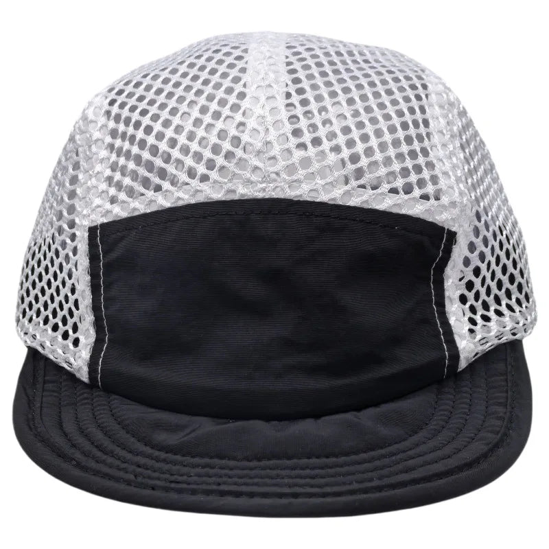 5 Panel Mesh Trail Running Cap Quick Dry Breathable Baseball Hat Adjustable Unisex Outdoor Sports Cycling Hiking Camping Sun Cap