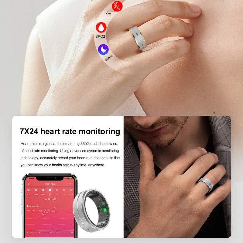 Smart Rings Heart Rate Blood Oxygen Photography Sleep Step Exercise Swimming Multi-functional Ring Men Women Charm Jewelry