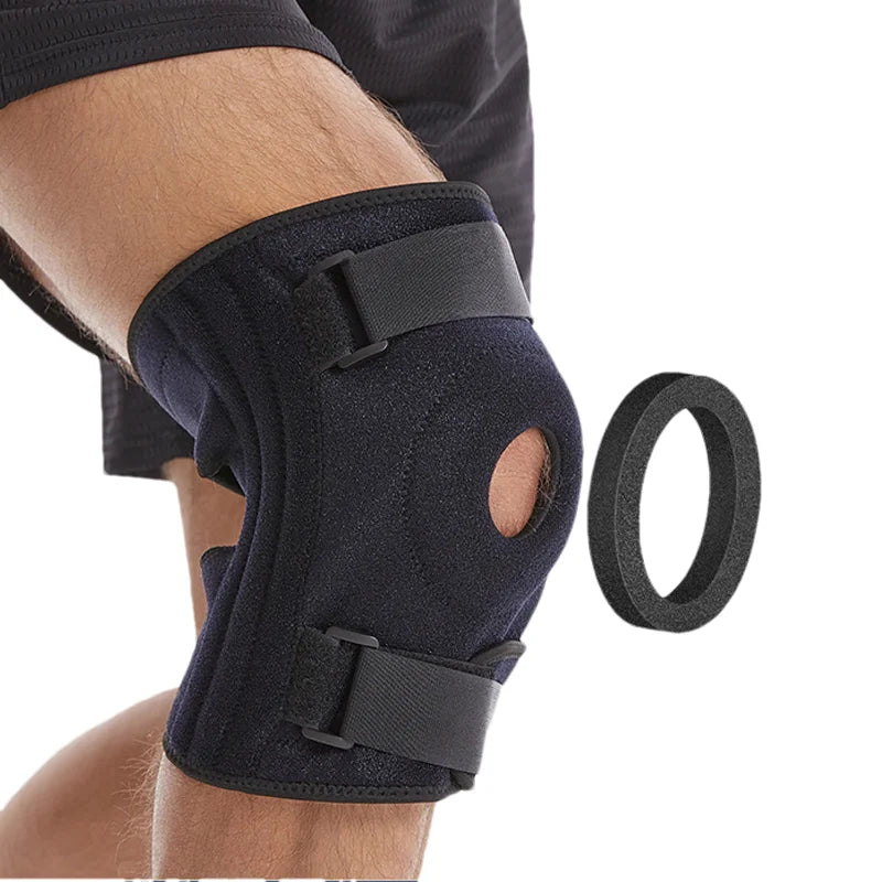 Plus-Size Sports Knee Brace with Adjustable Strap Silicone Spring Knee Support Patella Protection Knee Pad for Running Hiking