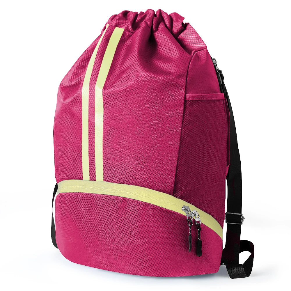 1PCS Drawstring Gym Bag, Waterproof Drawstring Backpack, Swim Bag with Shoes Compartment,Pull String Sport Bag Soccer Basketball