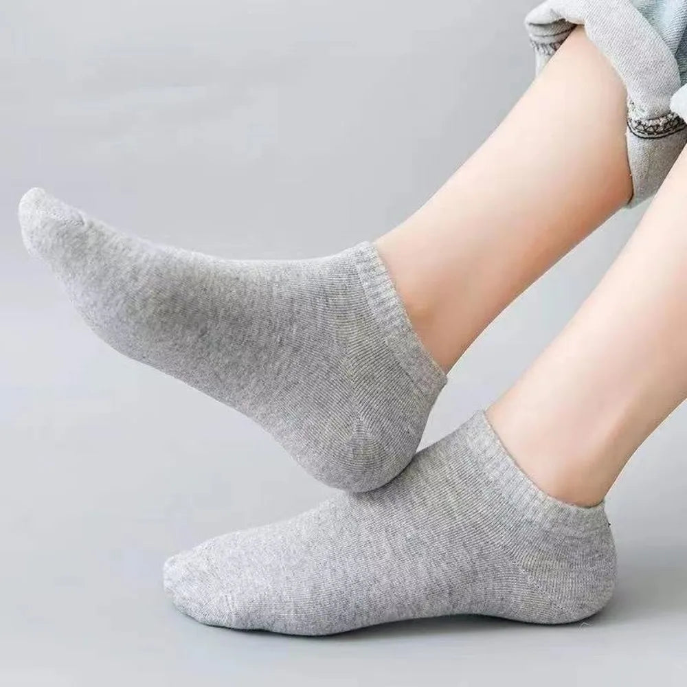 Unisex Casual Plain Color Boat Socks Thin Breathable Comfy Anti Odor Sweat-absorbing Ankle Socks For Men Women black,white,gray