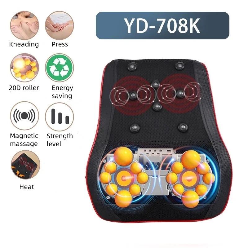 Jinkairui Electric Shiatsu Massage Pillow Neck Airbag Traction Body Massager Car with Heating and Vibration Function