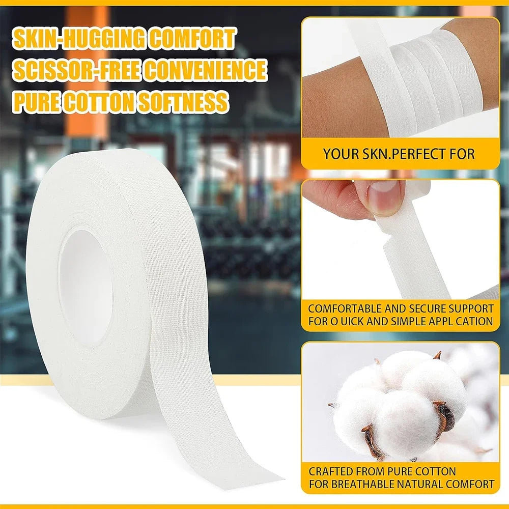 1/2 Rolls White Finger Tape Athletic Tape Feet Sports Tape for Rock Climbing, BJJ Jiu Jitsu, Grappling, MMA, Hockey Stick