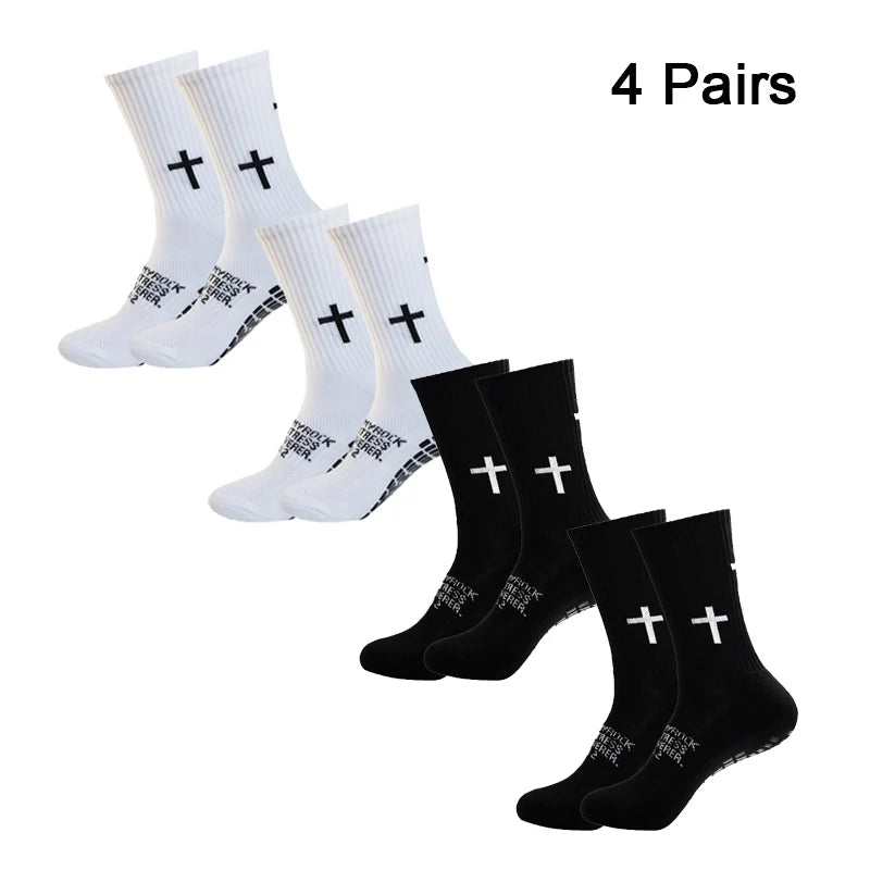 4 Pairs Anti-slip Football Socks Men Woman Breathable Soccer Basketball Tennis Sports Socks Cycling Riding Socks Yoga Sock