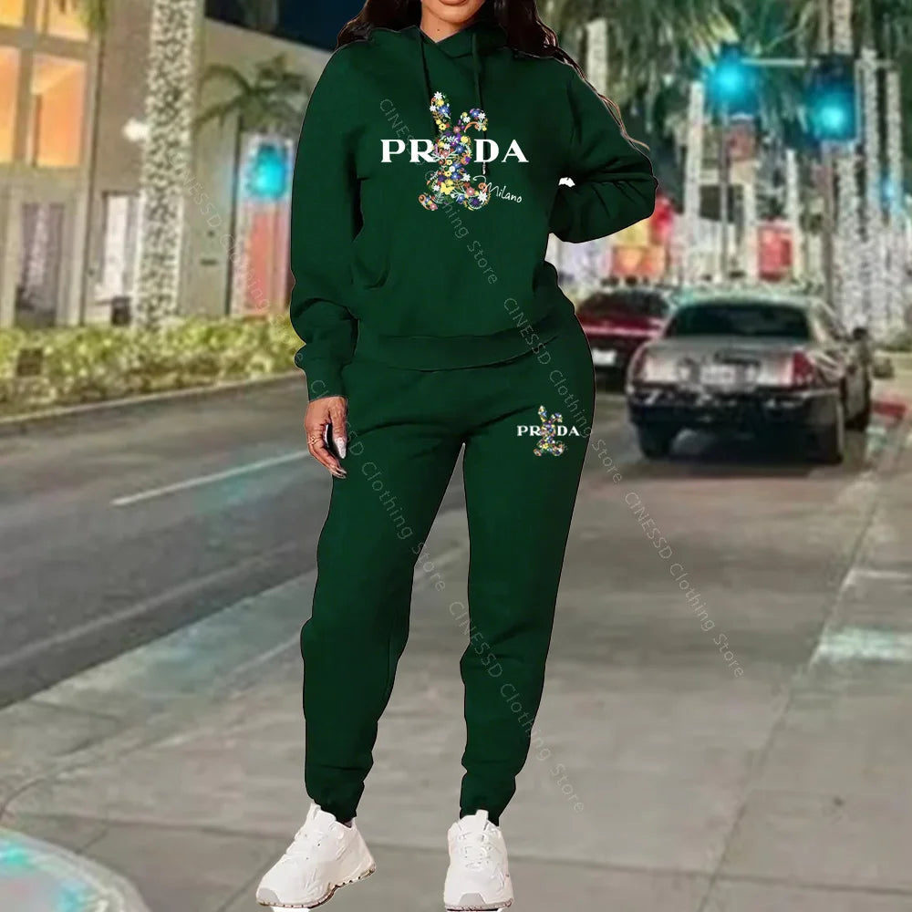 Women's Tracksuits Hoodies and Pants Two Peice Outfits Suit Designer Luxury Oversized Autumn Winter Clothing Women Pants Sets