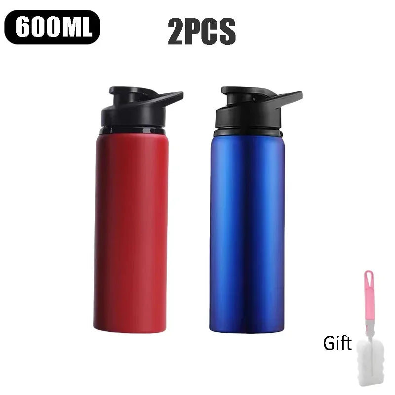 Metal Sports Bottles with Snap Lid Portable Bike Water Bottle Reusable Travel Bottles with Handle Bulk Pack for Gym Hiking Sport