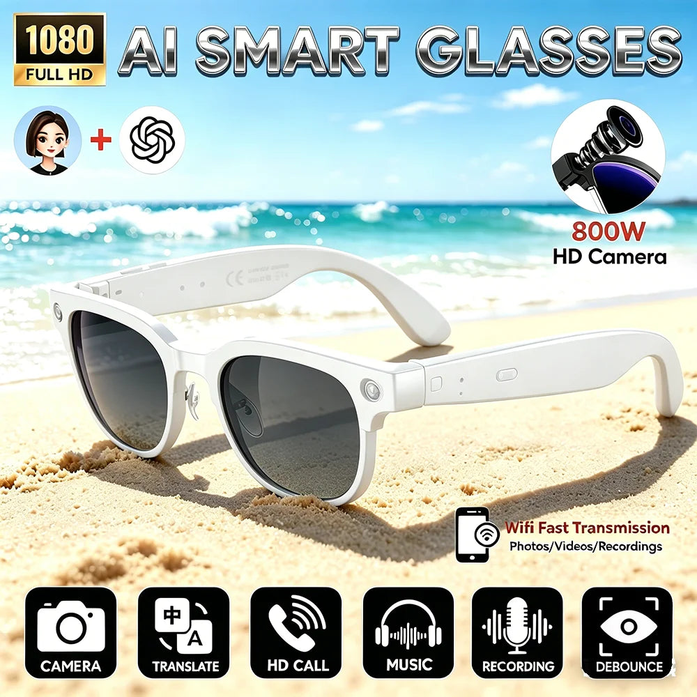 2026 New Upgrade Smart Glasees with Camera Video Recording AI Photo Recognition Bluetooth Call Translation Voice Sunglasses Man
