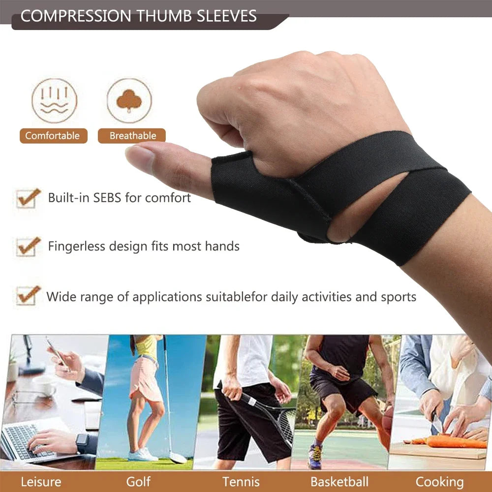 1Piece Wrist Support Brace Sports Exercise Work Hand Protector Wormwood Wrist Wraps with Thumb Loops for Both Right Left Hands