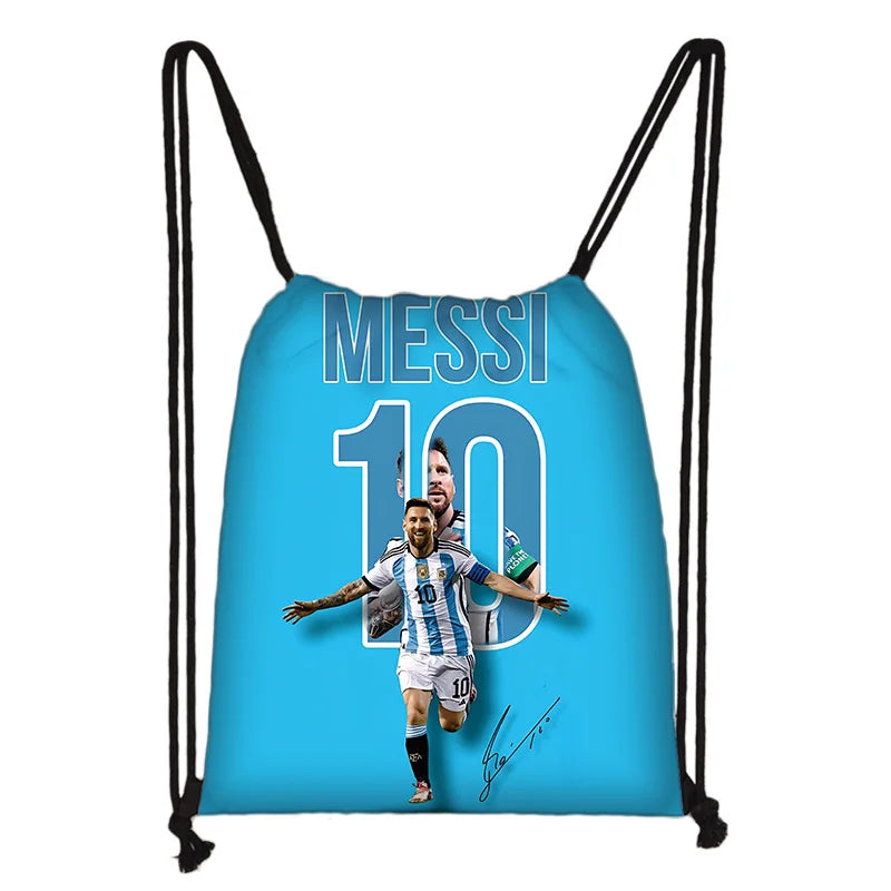 Child Printed Drawstring for s Football L-LionelS M-MessiS Shopping Bag Men Women Football Sports Gym Storage Yoga Backpack