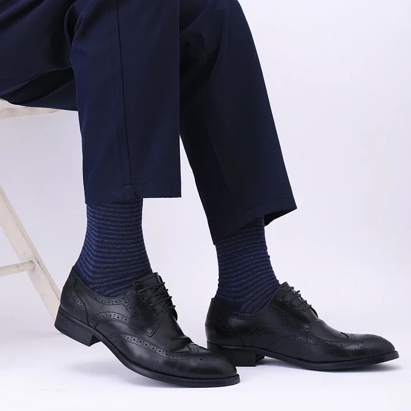 5/10 Pairs Men's Rhombus Blue Business Mid Tube Socks Anti Odor Sweat Absorbing Comfortable Breathable All Season Casual Socks