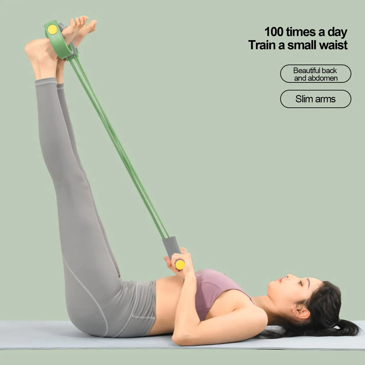 Foot Pedal Resistance Band 4-Tube Pedal Tension Rope Yoga Elastic Pull Rope Fitness Sit-up Exercise Equipment for Home Gym