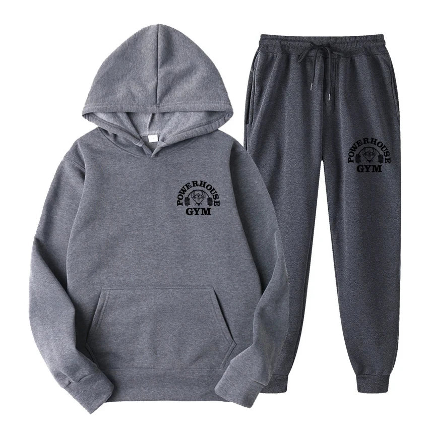 Men Women Tracksuit Hoodies Casual Solid Color Long Sleeve Pullover + Pants Suit Fleece Hooded Sportswear Suit Two Piece Sets