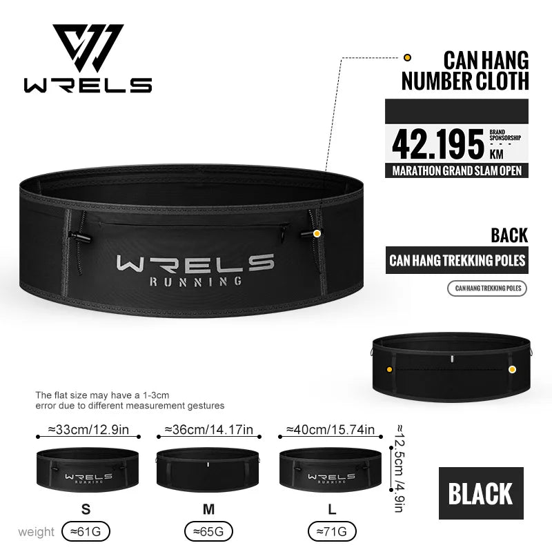 WRELS Running Fanny Pack Running Bag Waist Pack High Elasticity Breathable Lightweight Marathon Waist Bag Bottle Sports Jogging