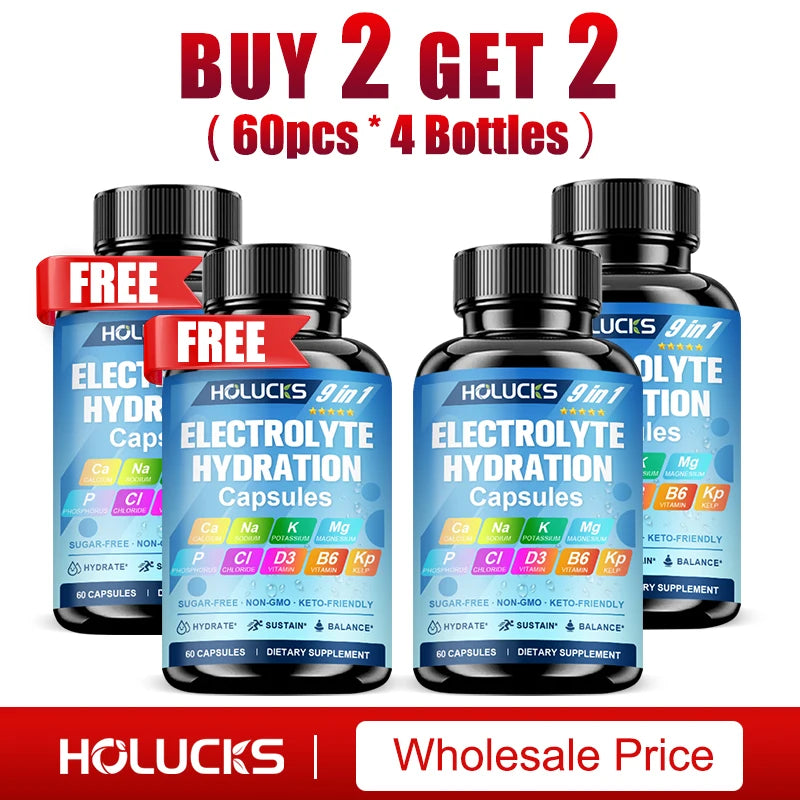 Electrolyte Hydration Capsules, Workout Recovery & Muscle Support, Energy Production, for Fluid Balance