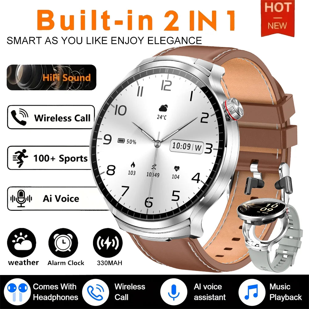 2026 T-REX3 New 2 in 1 Smart Watch With Earbuds Smart Watch TWS Bluetooth Earphone Heart Rate Blood Oxygen Monitor Sports Watch