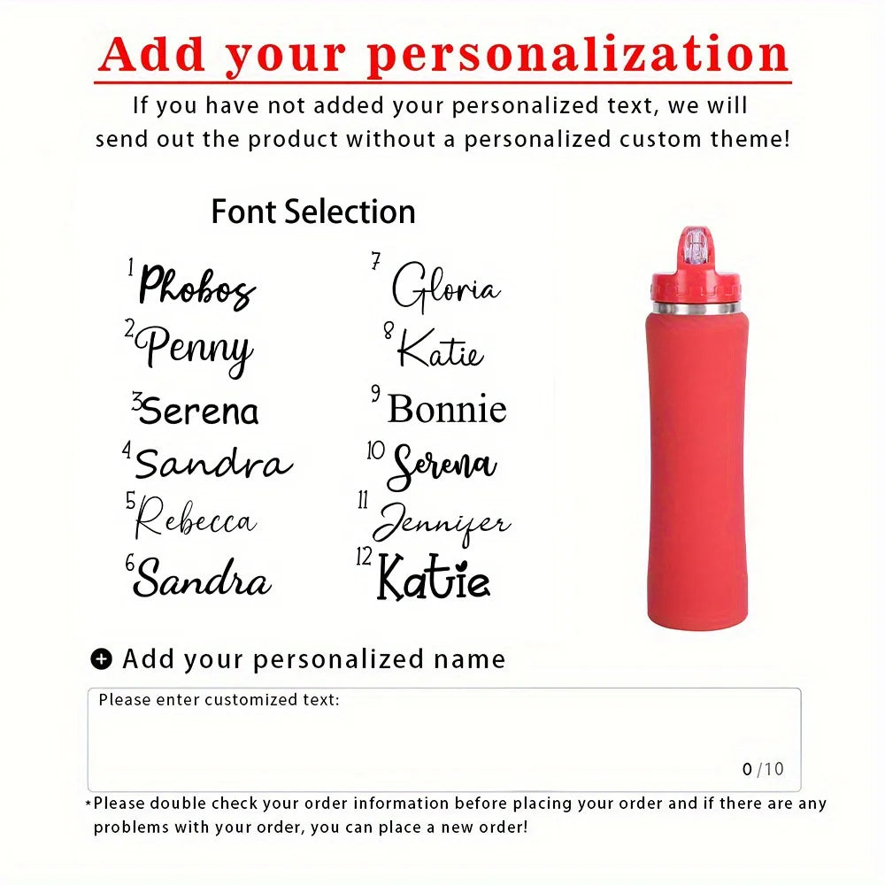 Personalized Insulated Stainless Steel Water Bottle with Straw, Engraved Fitness & Cycling Bottle, Perfect Gift for Men Women