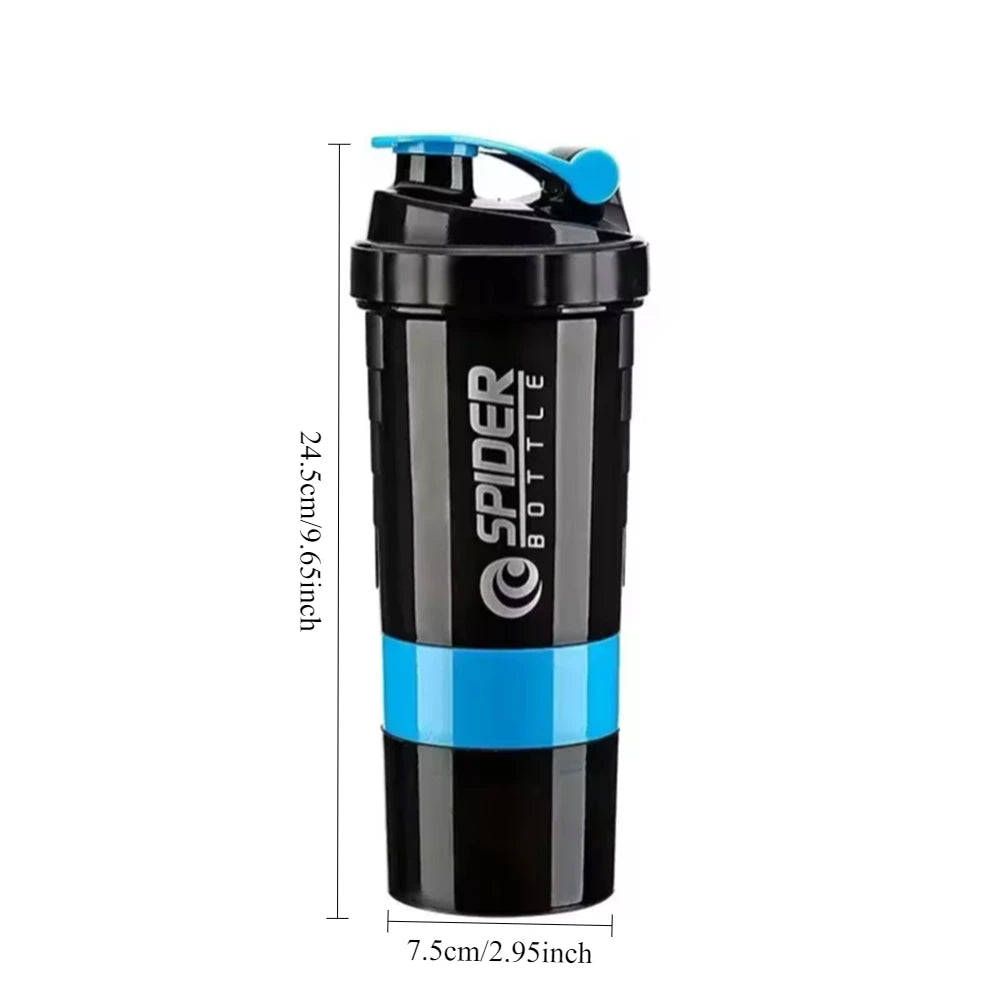 1pc Protein Shaker Bottle Portable 16oz Powder Shake Cup 3 Layers Shaker Protein Bottle Suitable For Sports Gym Fitness Outdoor