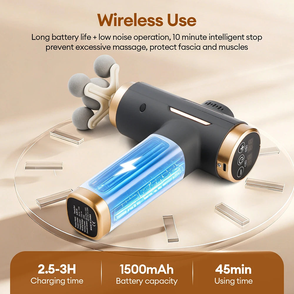 11 IN 1 Powerful Electric Massage Gun 99 Levels Adjustable High-Frequency Vibration Fascia Gun for Sports Body Massage