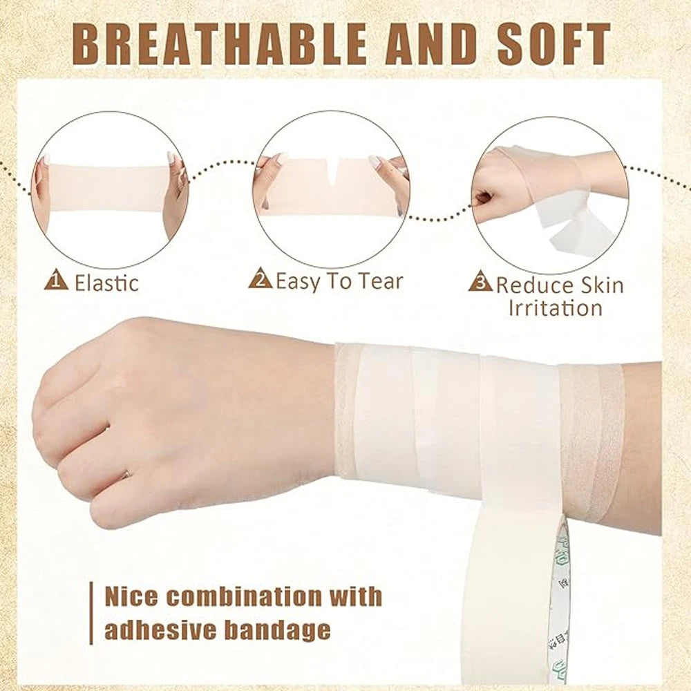 3Roll Self Adhesive Bandage Wrap, Cohesive Wrap for All Sports - Brown Non-Woven, Breathable Athletic Tape for Wrists, Knee Ankl