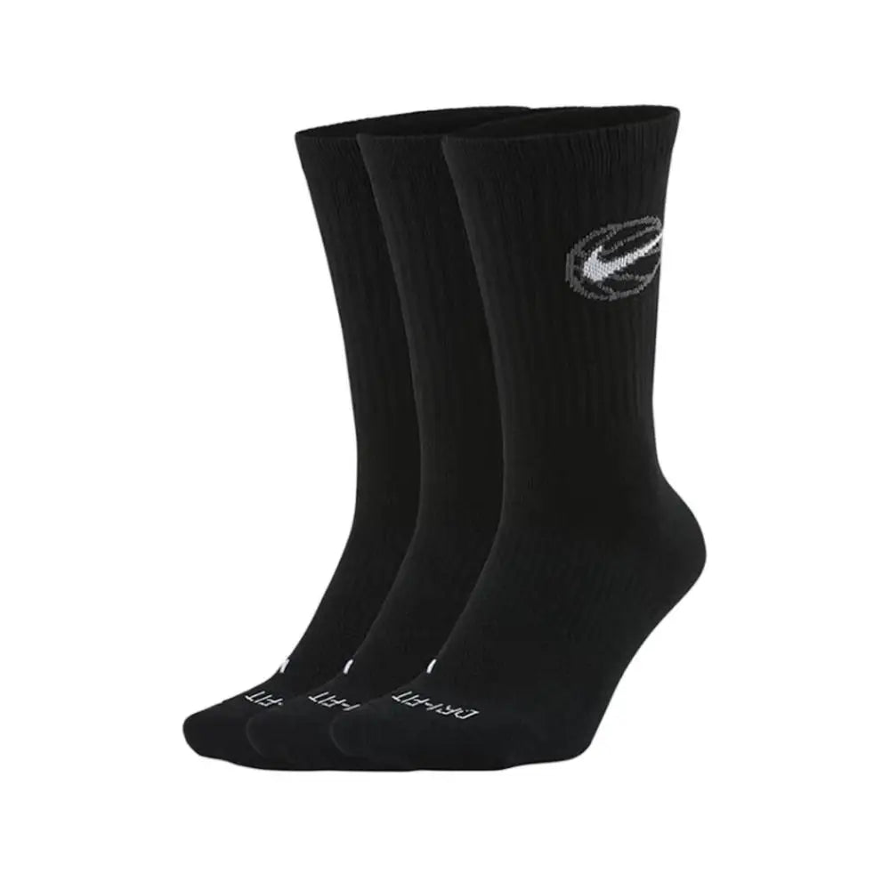 Nike EVERYDAY CREW: Stylish, comfortable, slip-resistant, and durable unisex soft basketball socks (3-pack) DA2123-100