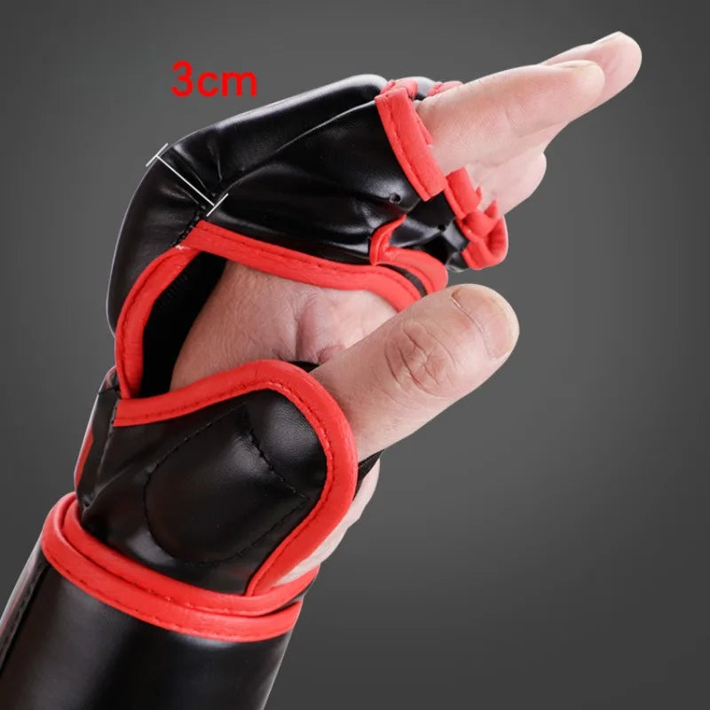 Boxing Half Finger Gloves MMA Punching Gloves Muay Thai Competition PU Leather Sponge Boxing Training Mitts