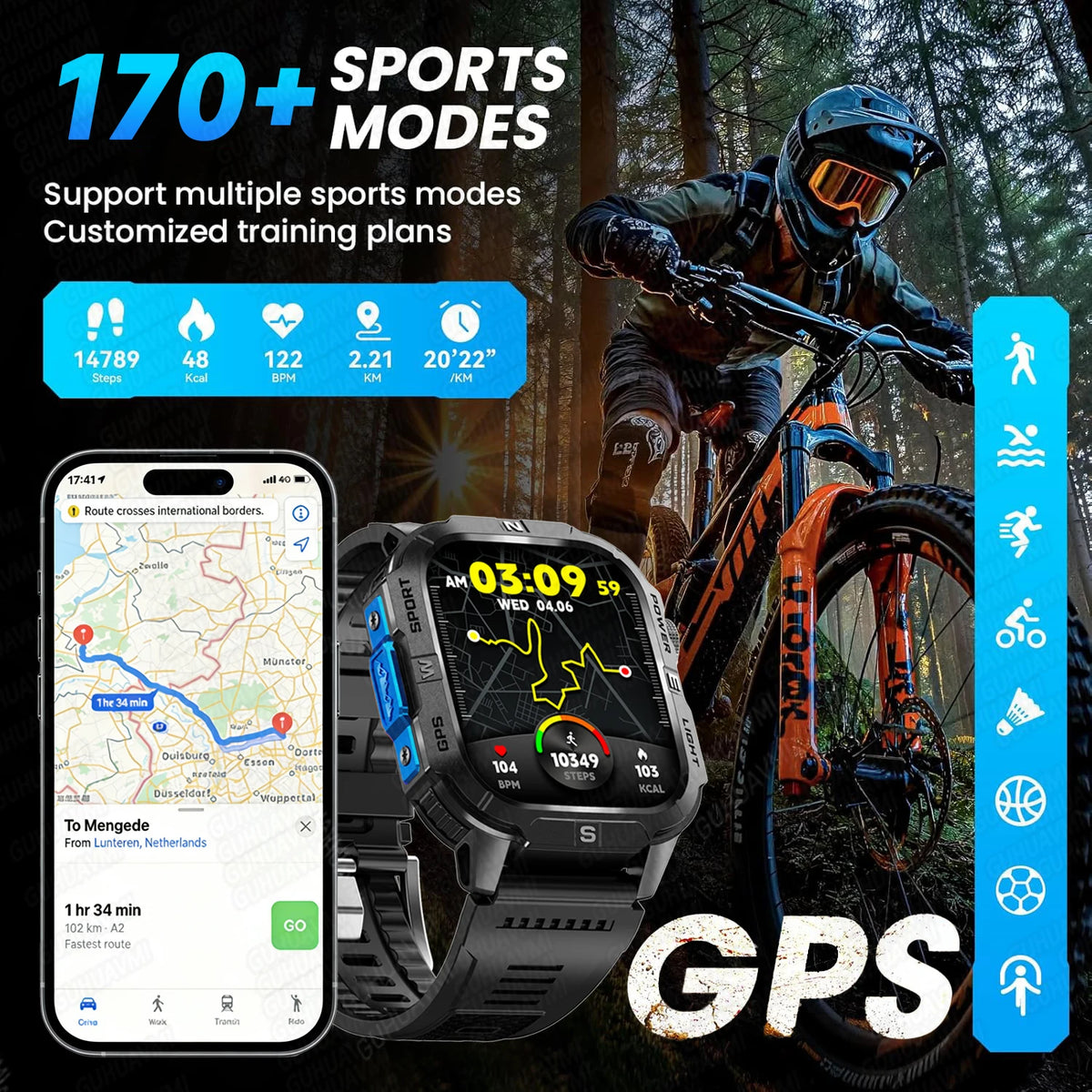 New Military Grade Smart Watch Men 2.01