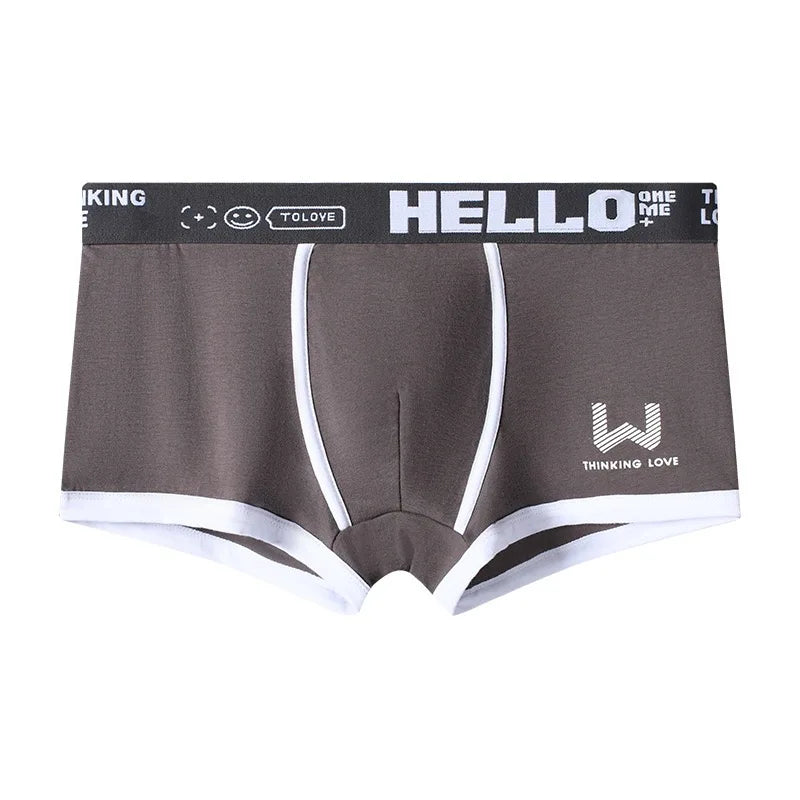 1Pcs Men Cotton Boxer Shorts Panties Underwear3 Colors L XL 2XL 3XL Soft Letter Belt Breathable Soft Fashion Sports