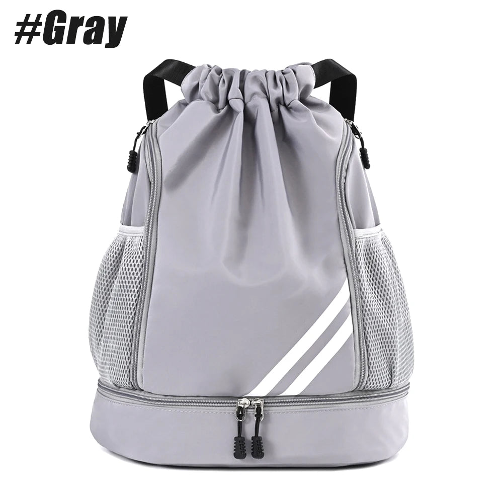 1PCS Sports Drawstring Backpack, Waterproof Sports Bag Soccer Bag Swim Gym Bag for Men Women with Ball Shoes Compartment