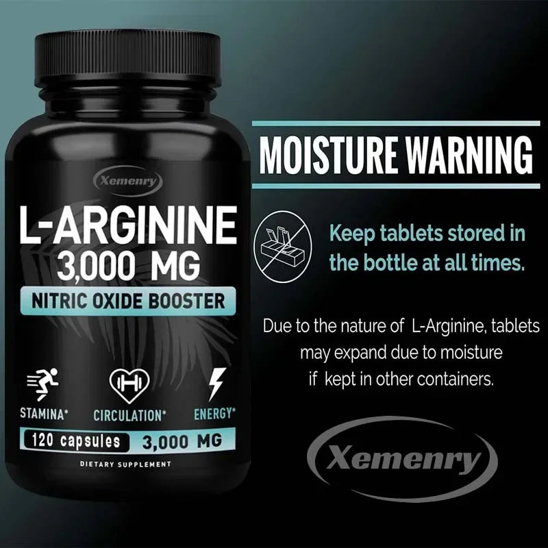 L-Arginine - Strengthen Muscles, Improve Blood Circulation, and Boost Energy, Endurance and Athletic Performance