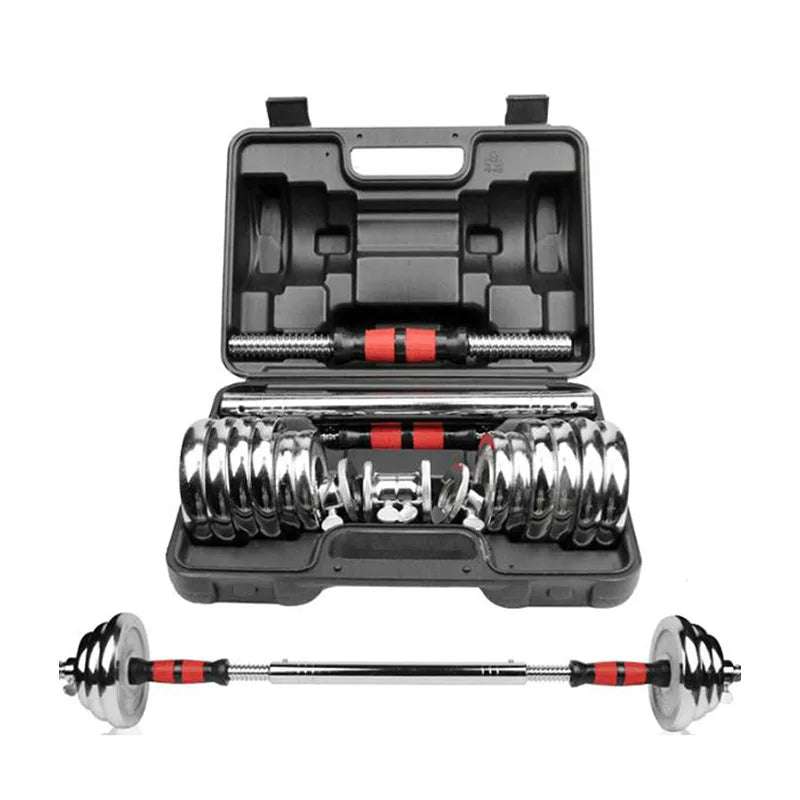 30KG Physical Exercise Plating Silver Cast Iron Commercial Adjustable Dumbbell Set 15KG 20KG