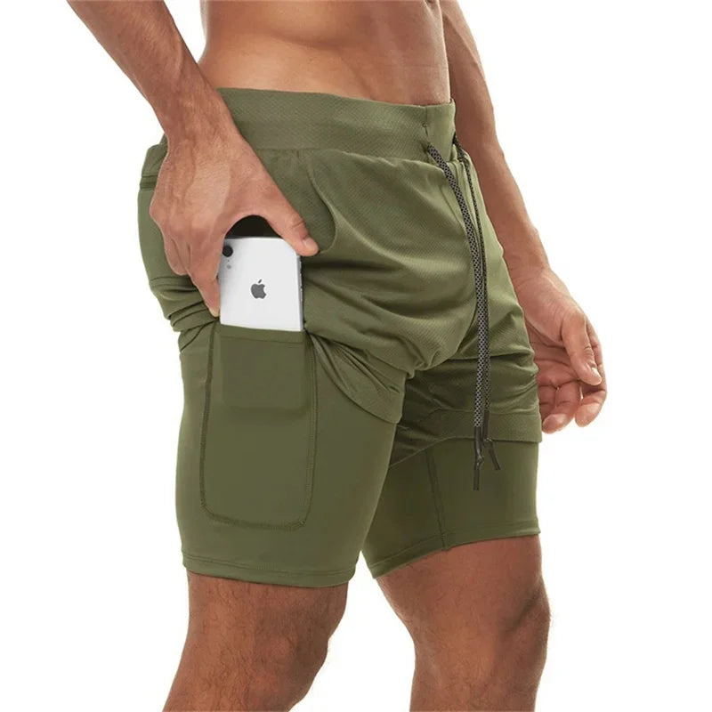 Summer Man Fitness Sport Shorts Men's Jogging Gym Bodybuilding Short Pants Breathable Training Sportswear double-deck Shorts Men