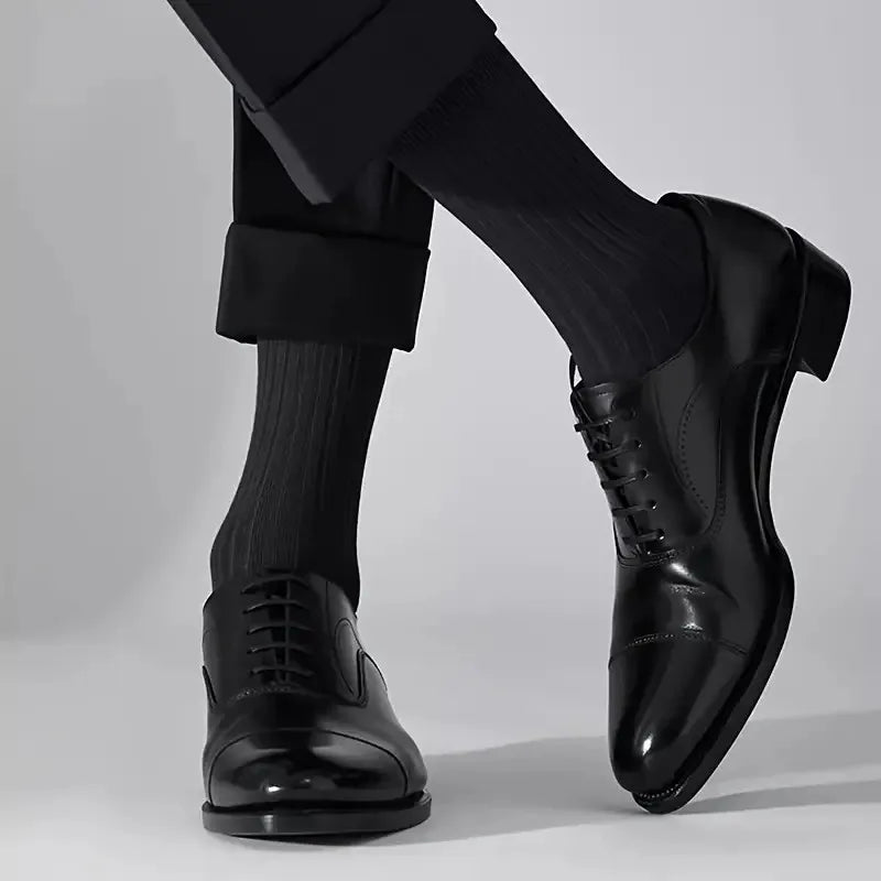 7 Pairs Men's Business Mid Tube Socks Formal Dress Socks Comfortable Breathable Sweat Absorbing All Season Casual Socks Men