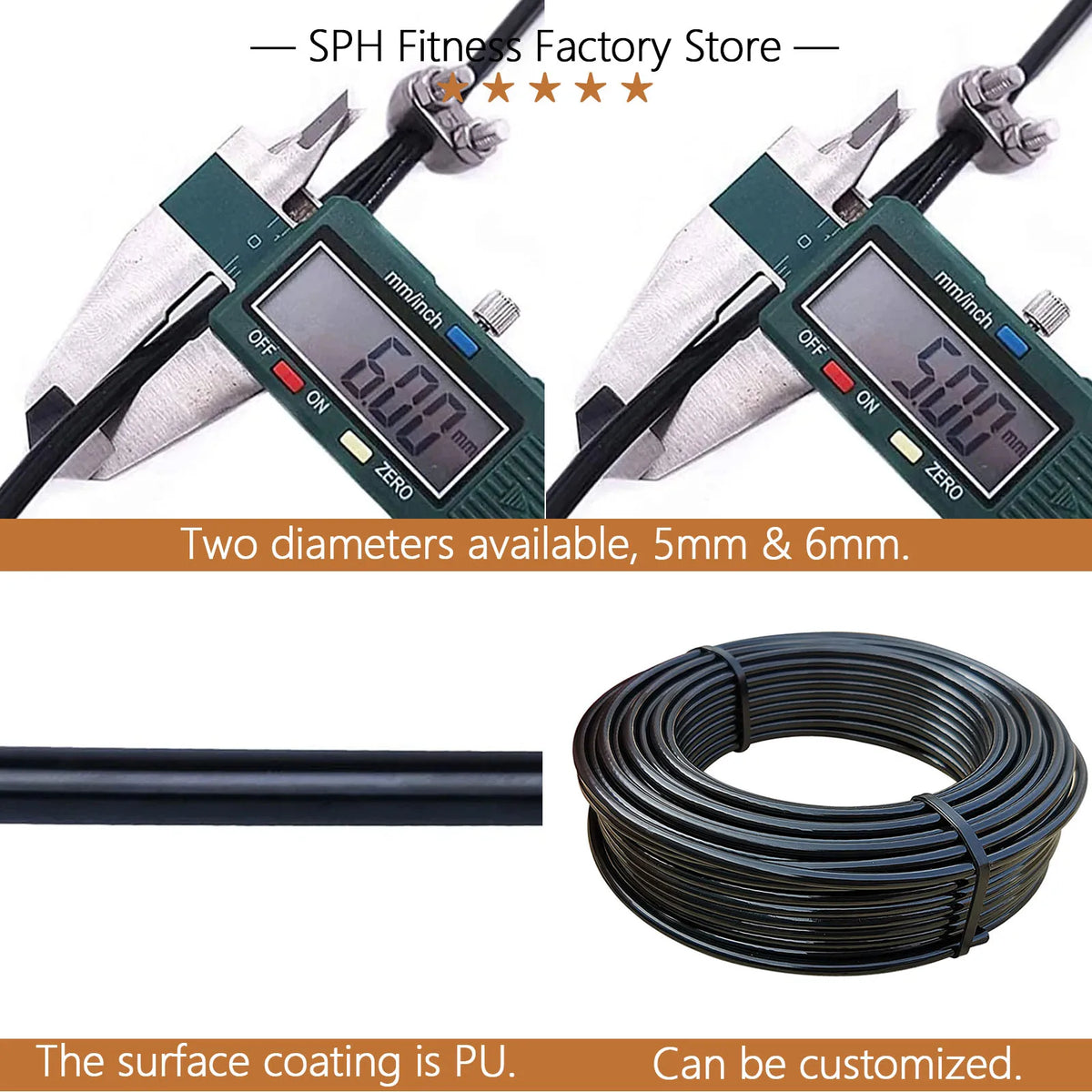 5/6mm Thick Steel Wire Rope Fitness Cable Pulley Machine Attachment Heavy Duty Steel Wirerope For Home gym Workout Accessorie