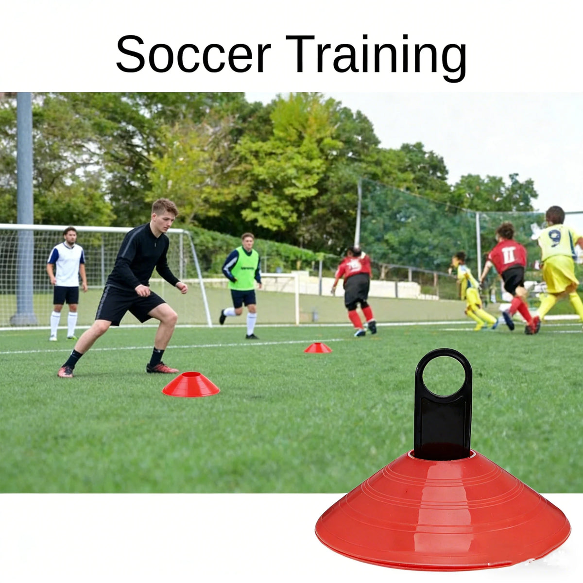10Pcs Red Soccer Training Cones, Flexible Disc Cones for Agility Drills, Football Training Markers for Kids & Adults, Ideal for