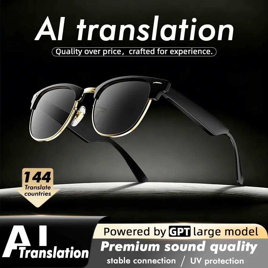 Smart Audio Glasses With Built-in Speakers, Wireless Audio Eyewear For Men Women Outdoor UV Protection, Voice Control Function Compatible With All Smart Mobile Devices For Sports Driving Daily Use
