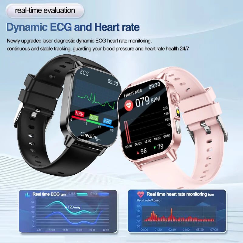 Nursing Grade New ECG+PPG Three High Diagnose Smart Watch Men Blood Lipid Blood Pressure Uric Acid Health Tracker HD Call Watche