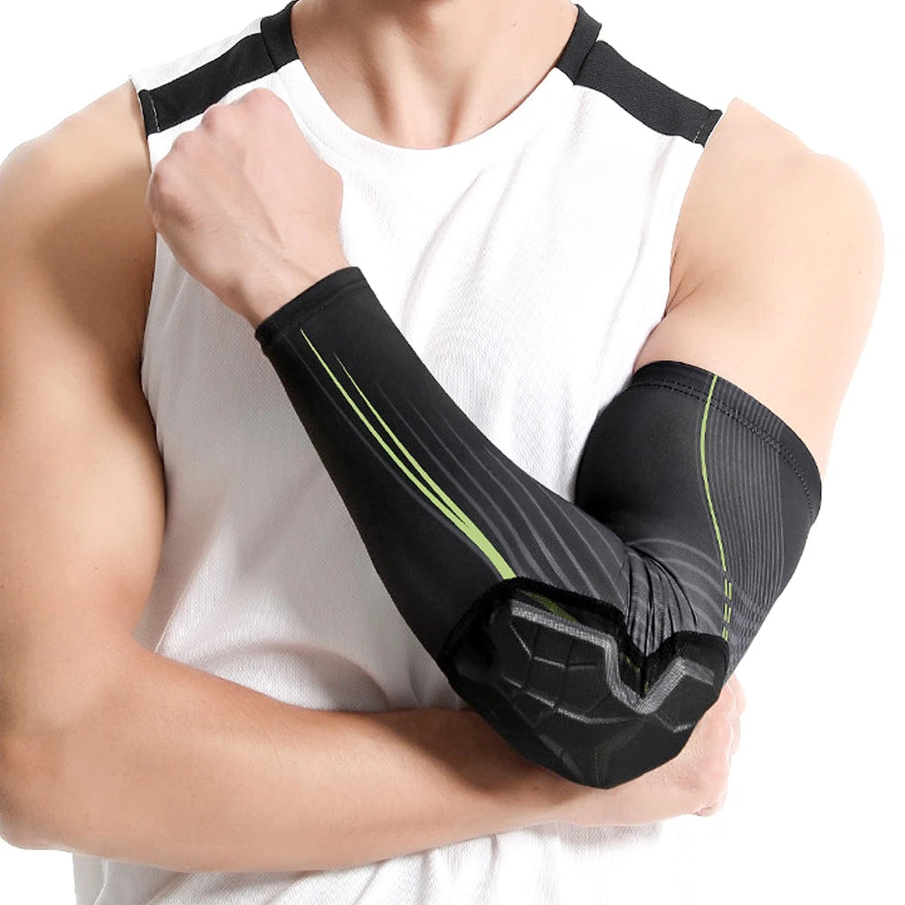 1Pair Elbow Pads with Padded, Basketball Shooter Sleeves, Collision Avoidance Padded Elbow for Volleyball Football Baseball