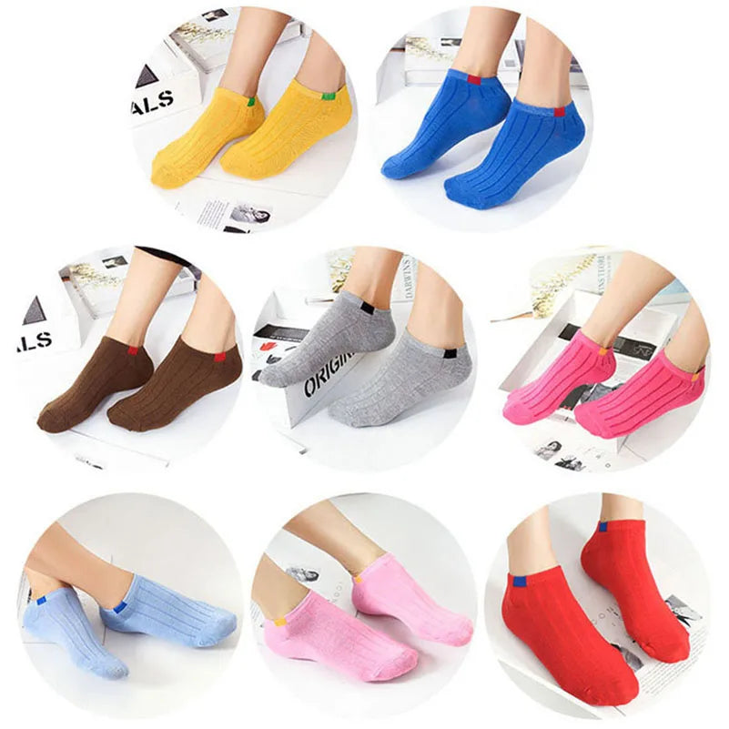 5 Pairs Socks Womens Summer Autumn Socks Women Quality Cotton Cute Set Japanese Style Sports Fashion Short Ankle Socks Harajuku