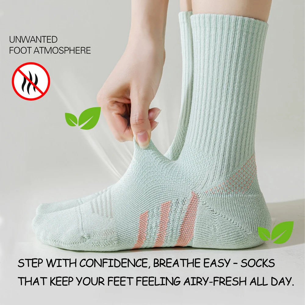 1/2Pairs Professional Arch Support Thick Cushioned Mid-Calf Socks (Badminton/Tennis/Fitness) Shock Absorbing Performance Socks