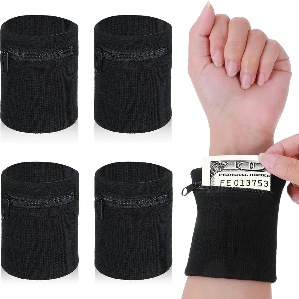 Wrist Wallet, Wrist Sweatband with Zipper Breathable Wristbands Ankle Wallet Coin Keys Storage Pouch Pocket