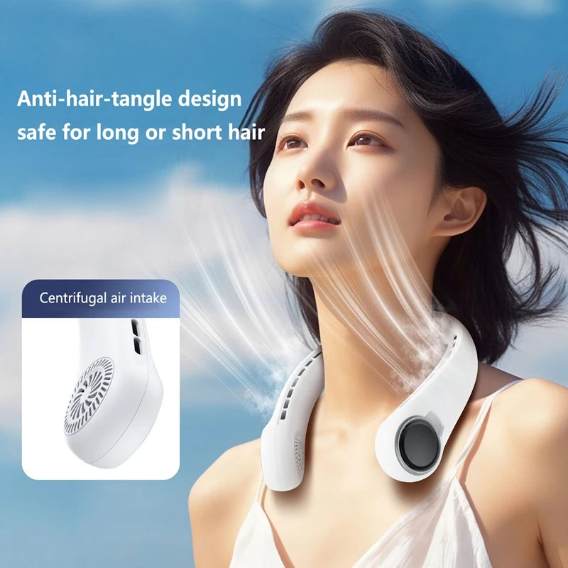 Lenovo Portable Neck Fan Bladeless USB Rechargeable Silent Cooling Fan Hands Free Wearable Long Battery Life Mini Travel Fan