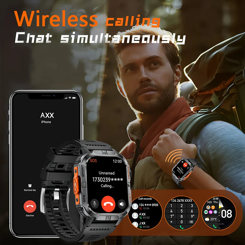 2026 Outdoor New 540mAh Battery T-Rex 3 Military Grade Smart Watch Men IP69K Waterproof GPS HD Bluetooth Call 100+Sports Watch