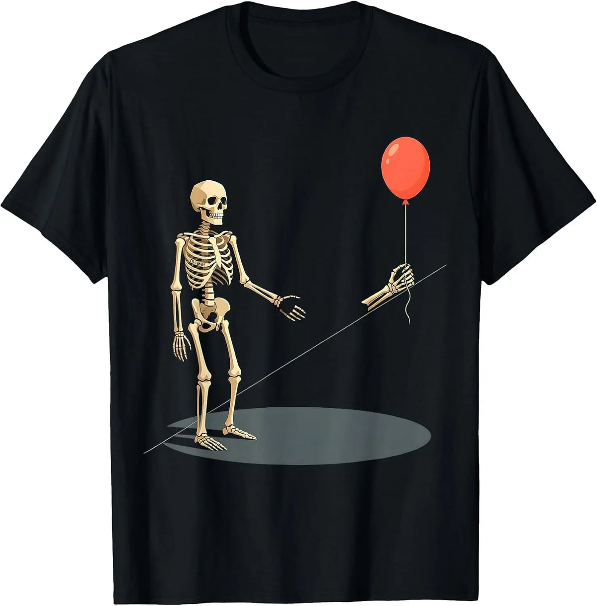 Men's Oh, Shit... Funny Skeleton Dark Humor Halloween T-Shirt Men's Spooky Halloween Graphic Print T‑Shirt, Crew Neck Short Sleeve Casual Cotton Tee For Holiday Party Daily Street Wear.