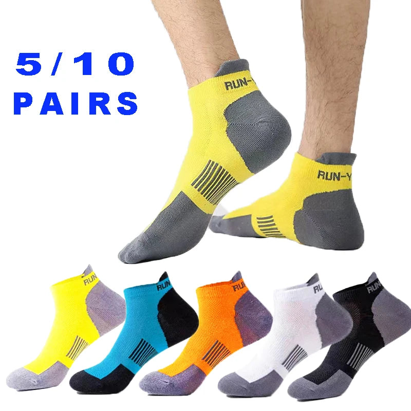 5/10 Pairs Men's Breathable Ankle Socks Mesh Casual Athletic Sports Short Socks Thin Cut for Summer Size 38-45