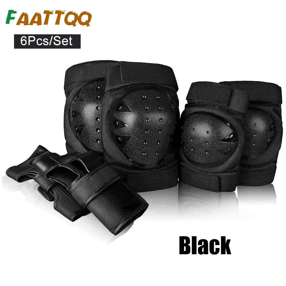 Kids/Adults Knee Pads Elbow Pads Wrist Guards, Adjustable Strap for Roller Skates Skateboard Inline Skatings Scooter Cycling