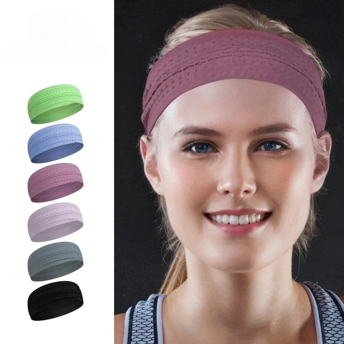 1PC Non-Slip Sport Headbands Moisture Wicking Workout Sweatband for Men & Women Fitness Running Cycling Football Yoga Hairband