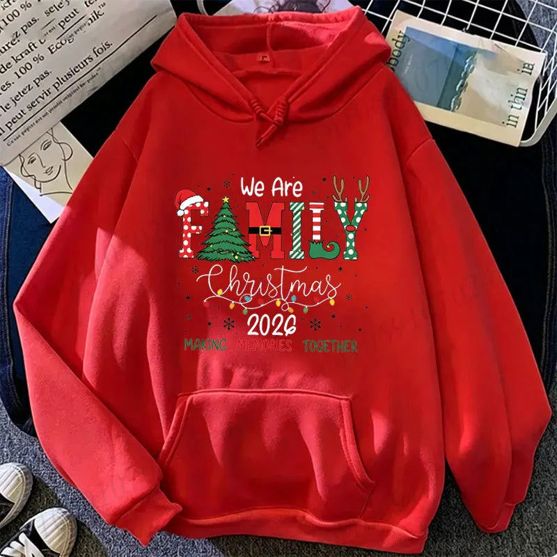We Are Family Christmas 2026 Hoodies Xmas Holiday Hoodies Retro Christmas Sweatshirts Graphic Family Vacation Tracksuits Gift