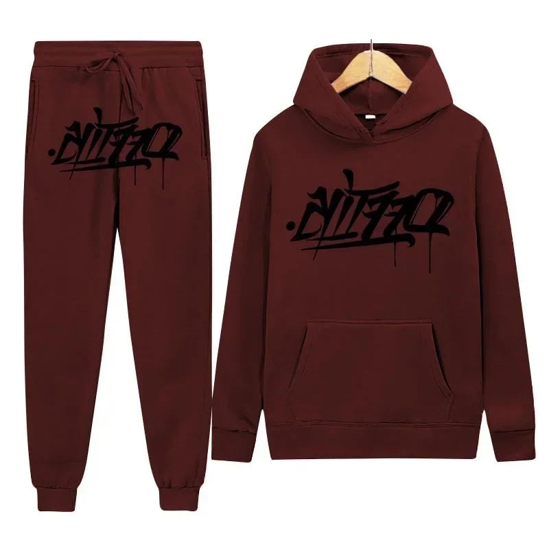 Large supply of men's sportswear, new fashion hip hop suit two-piece set hoodie printed sweatshirt comfortable casual male style