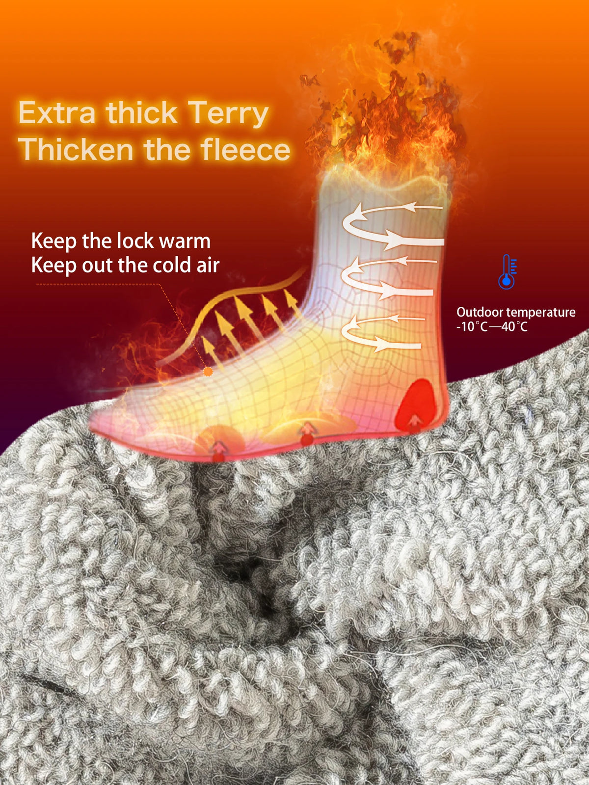 5 Pairs Men's Thickened Towel Socks for Hiking Sports Winter Warm Thermal Mid-calf Fleece Lined Retro Style
